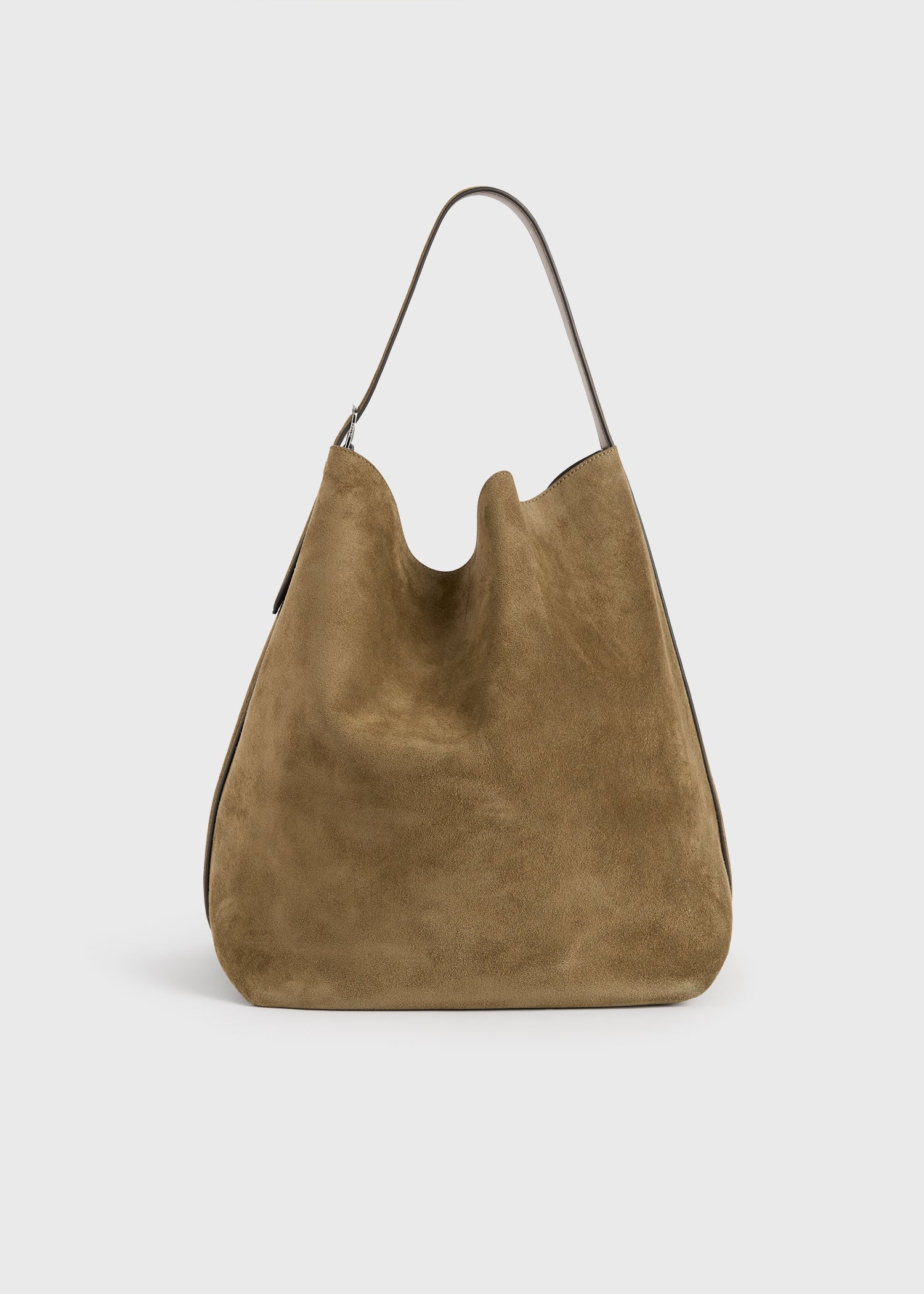 Belted Suede Tote Dark Olive