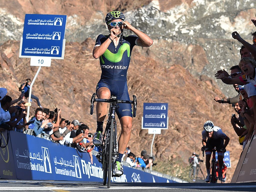 Juan Jose Lobato tried to squeeze in a celebration for his family and his sponsors on the Hatta Dam in Dubai