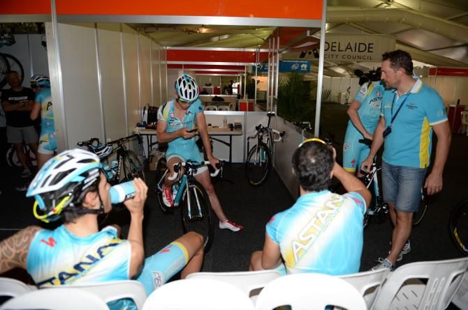 The Astana team ahead of their training ride