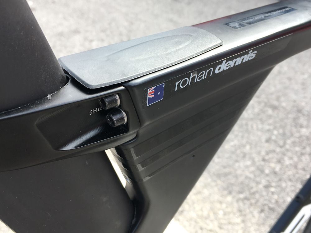 Four bolts secure the seat post in position
