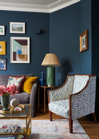 Dark blue living room