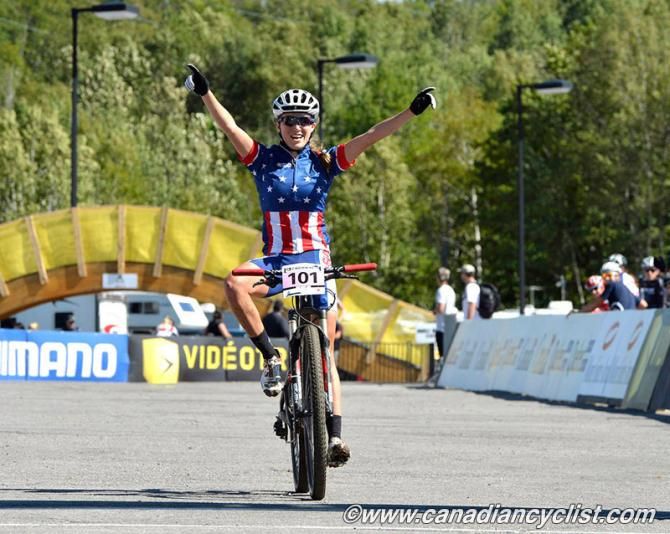 Kate Courtney (USA) wins the junior race at the Mont-Sainte-Anne World Cup