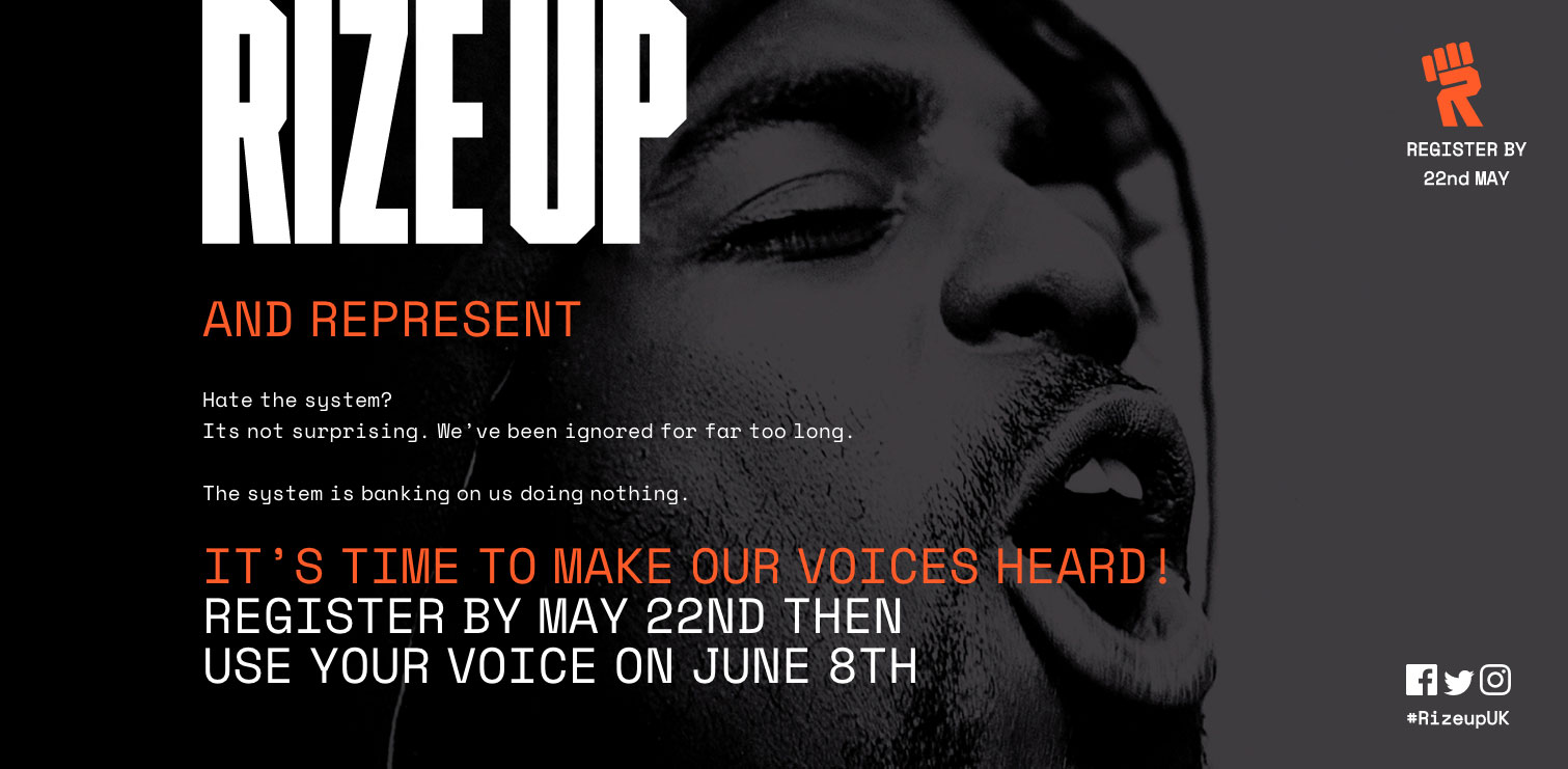 Rize Up has an unmissable design that speaks the language of democratic revolution