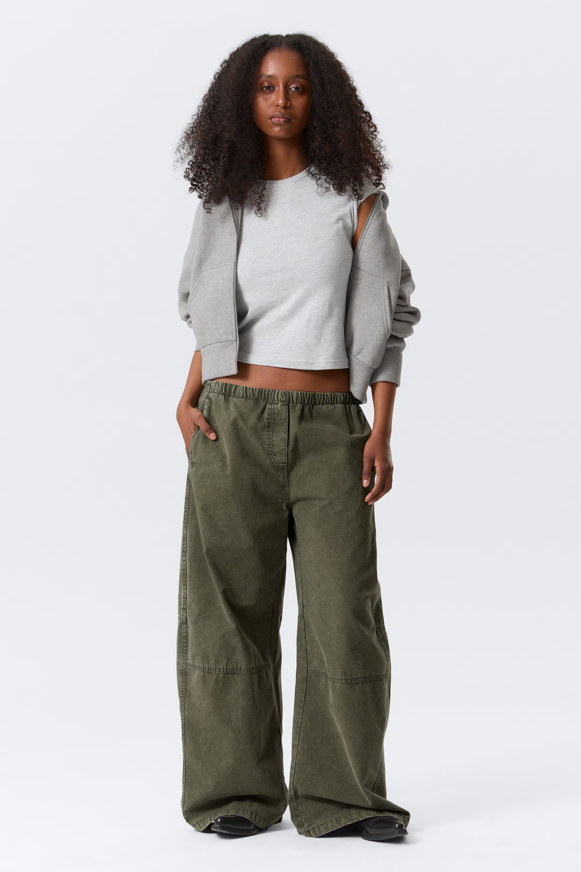 Weekday, Low Rise Baggy Washed Canvas Trousers