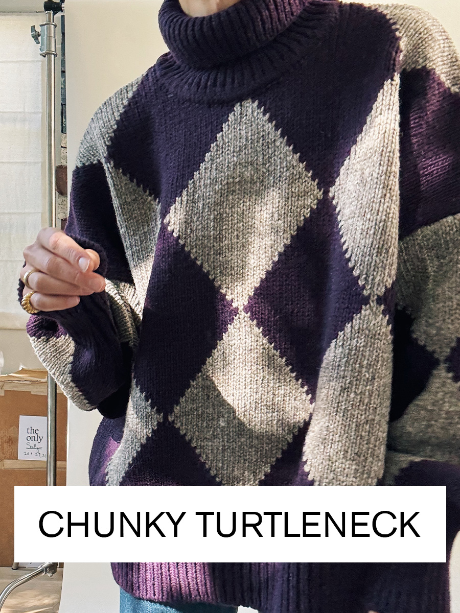 Jane Herman in chunky turtleneck sweater