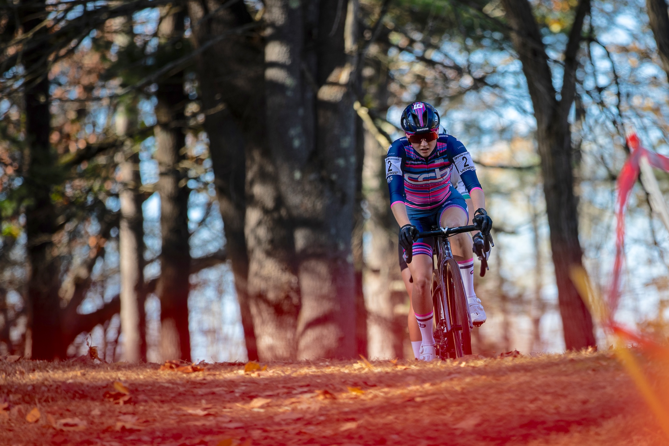 Lizzy Gunsalus (CCB p/b Levine Law Group) on her way to solo victory at 2025 Northampton Cyclocross on day two