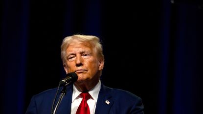 Former President Donald Trump speaks during a National Guard Association conference on Aug. 26, 2024