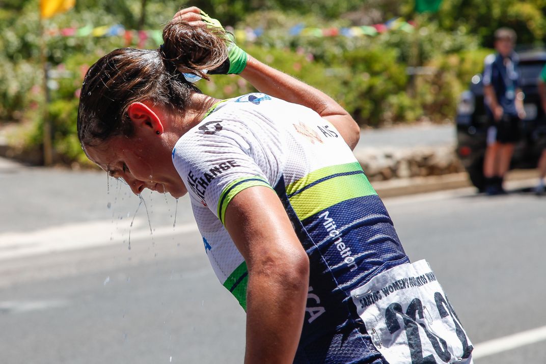 Lizzie Williams (Orica-AIS) cools down after her win