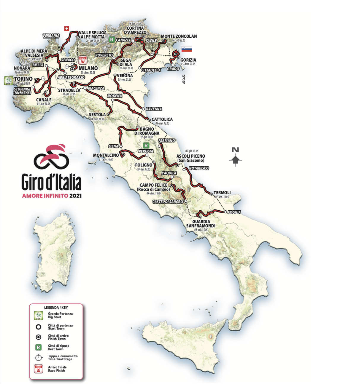 Giro d&#039;Italia route map 2021