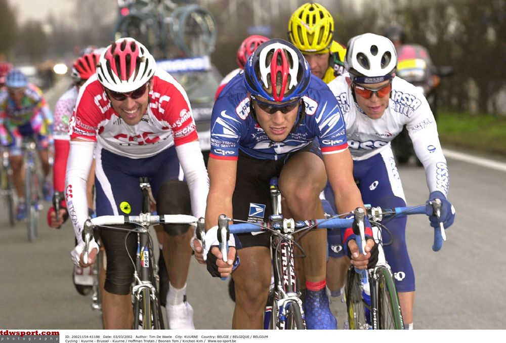 Boonen in the 2002 Kuurne-Brussel-Kuurne for U.S. Postal Services