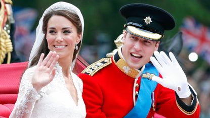 Kate Middleton and Prince William on their wedding day