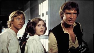 Mark Hamill, Carrie Fisher, and Harrison Ford in Star Wars: A New Hope