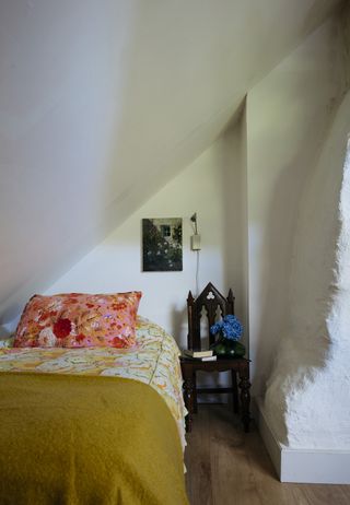 bedroom with floral bedlinen