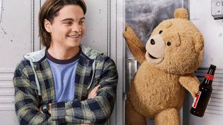 Max Burkholder as John, Seth MacFarlane as voice of Ted in Ted (2023)