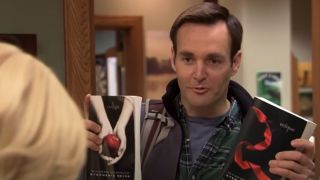 Will Forte holding up the books Twilight and Eclipse on Parks and Recreation.