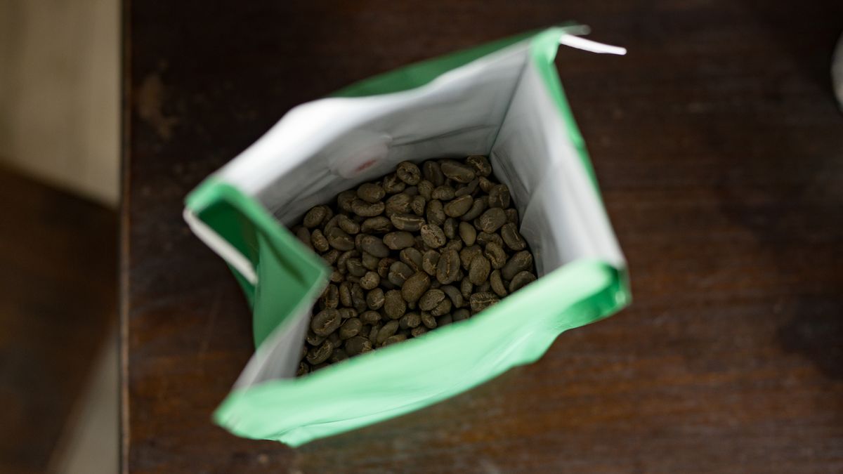 Green coffee beans ready for roasting