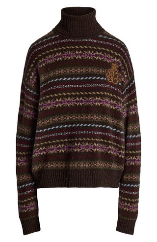 Fair Isle Wool Blend Turtleneck Sweater