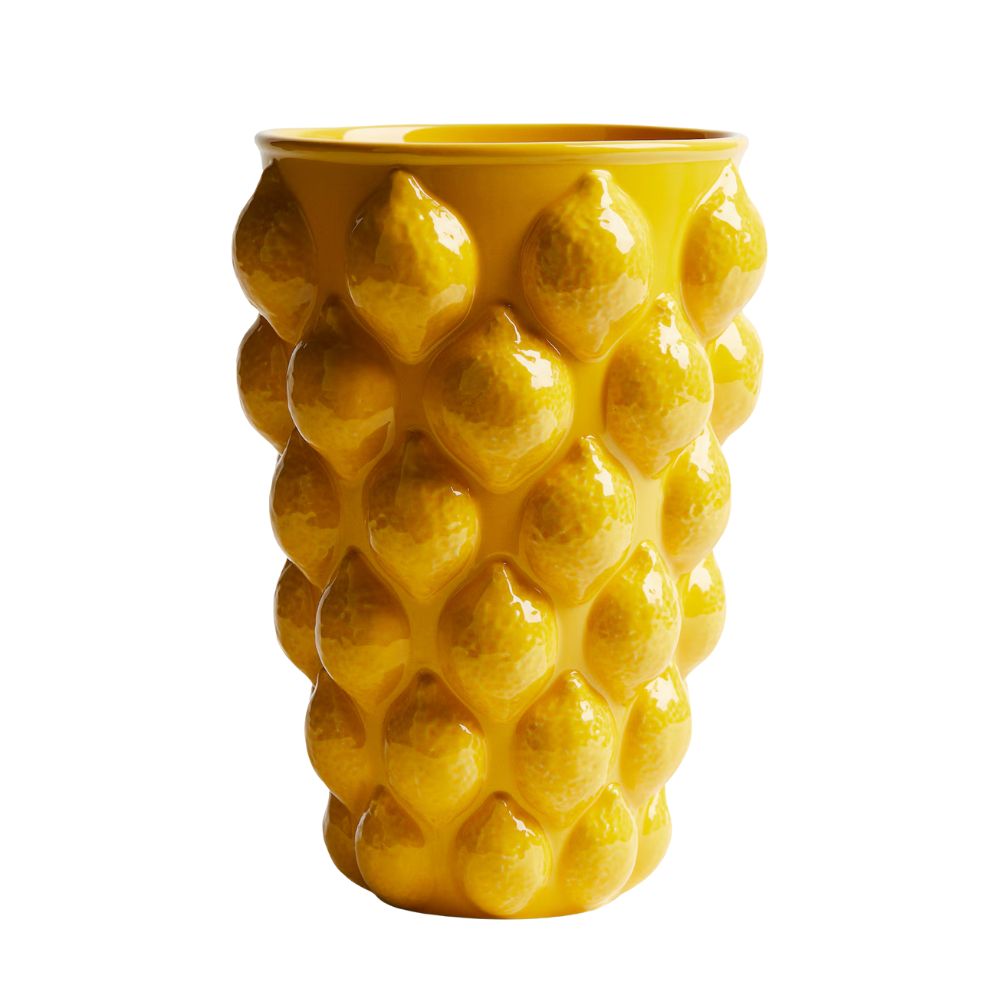 Yellow Lemon Stoneware Vase