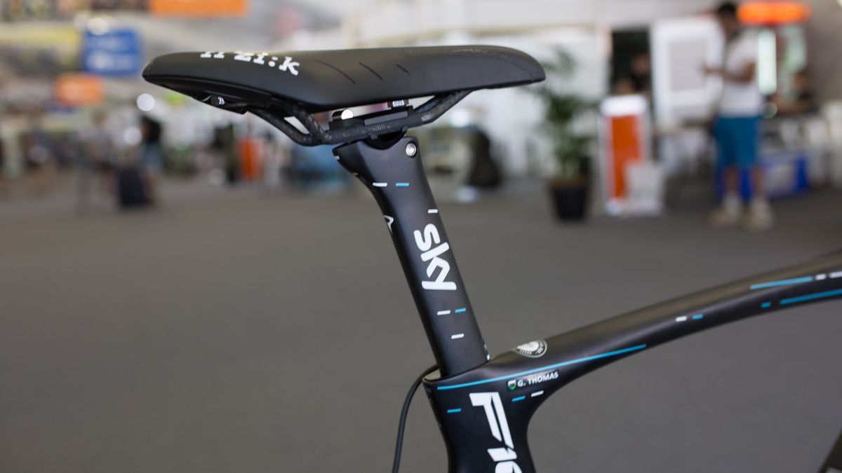 The seat post features the same design as the frame and Team Sky's 2017 jersey