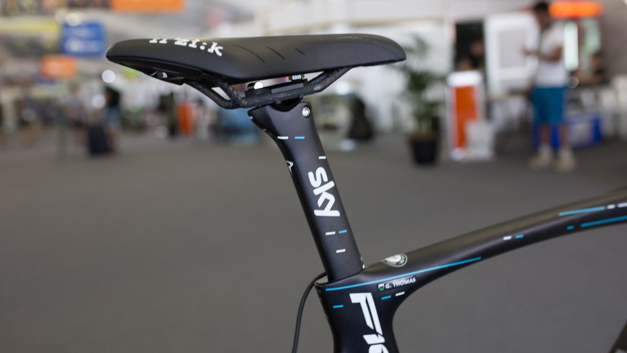 The seat post features the same design as the frame and Team Sky's 2017 jersey