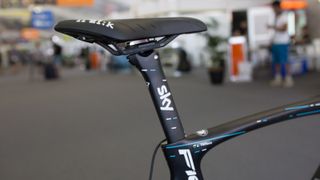 The seat post features the same design as the frame and Team Sky's 2017 jersey