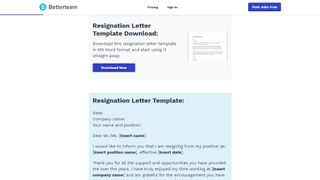 Betterteam Resignation Letter Examples