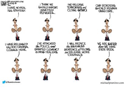 Political cartoon U.S. Barack Obama policy decisions safety