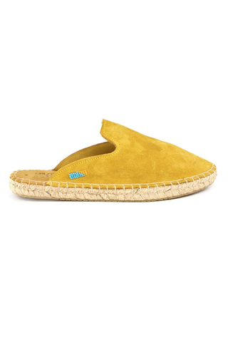 Ubuntu Life Handmade Suede Espadrille Mule Shoes for Women, Comfortable Slip On Jute Flats Lamu Mule (Yellow)