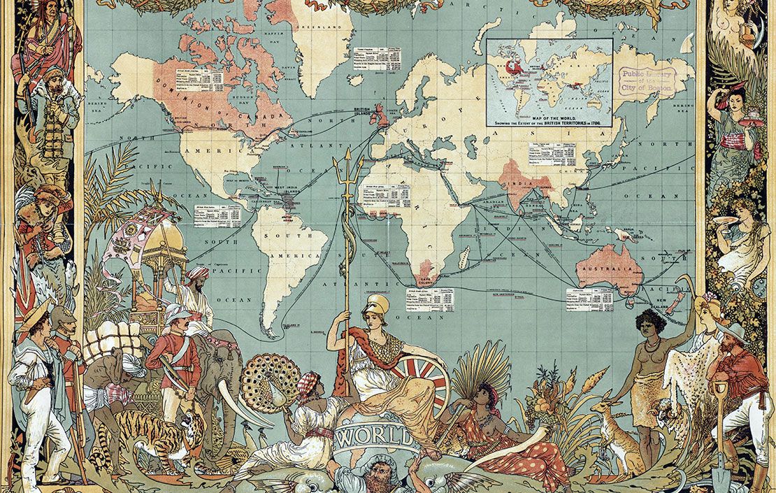 Walter Crane&#039;s illustration of the British Empire in 1886. Pic: Via Wiki Commons.