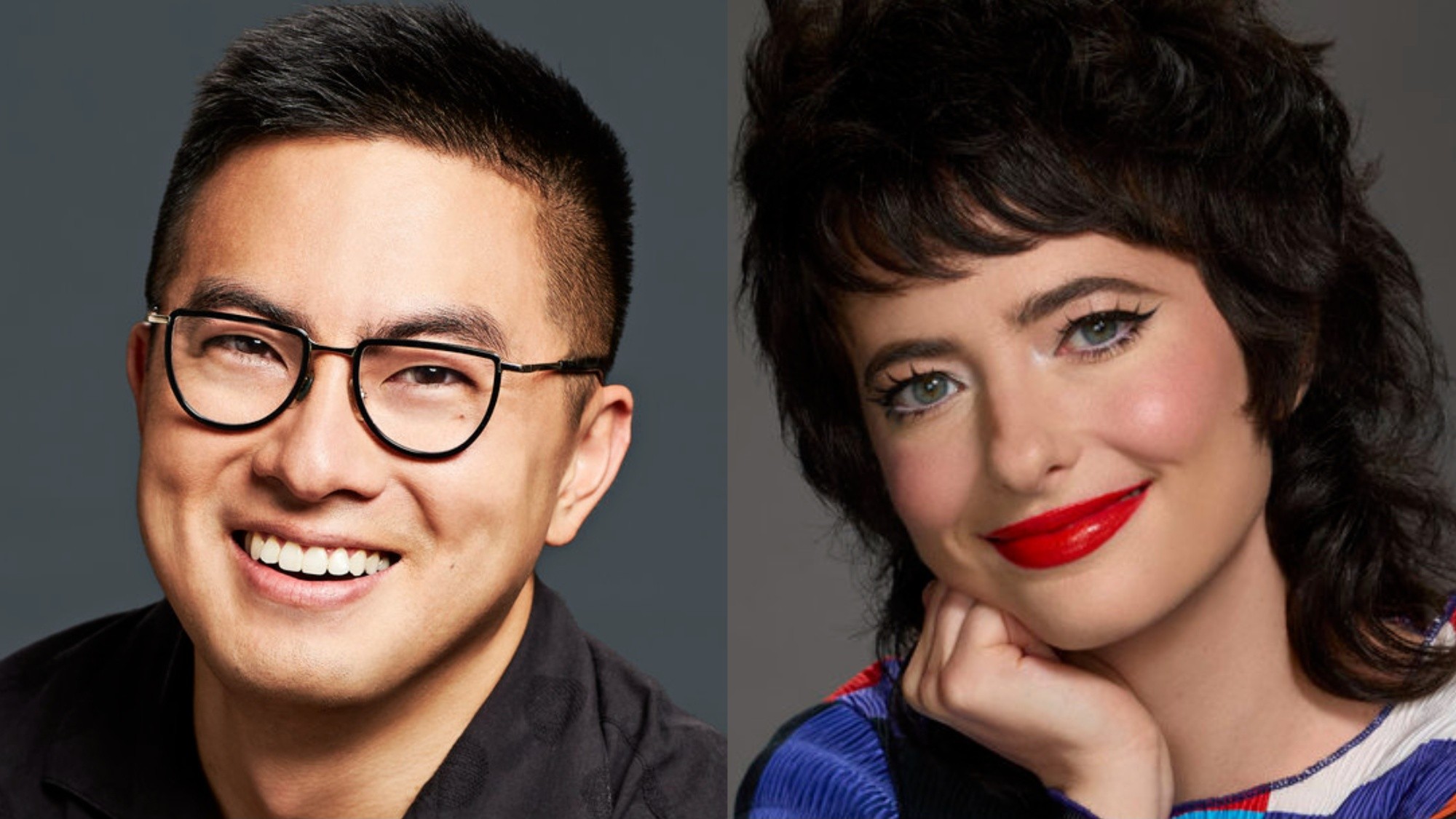 Bowen Yang and Sarah Sherman SNL headshots side by side photo