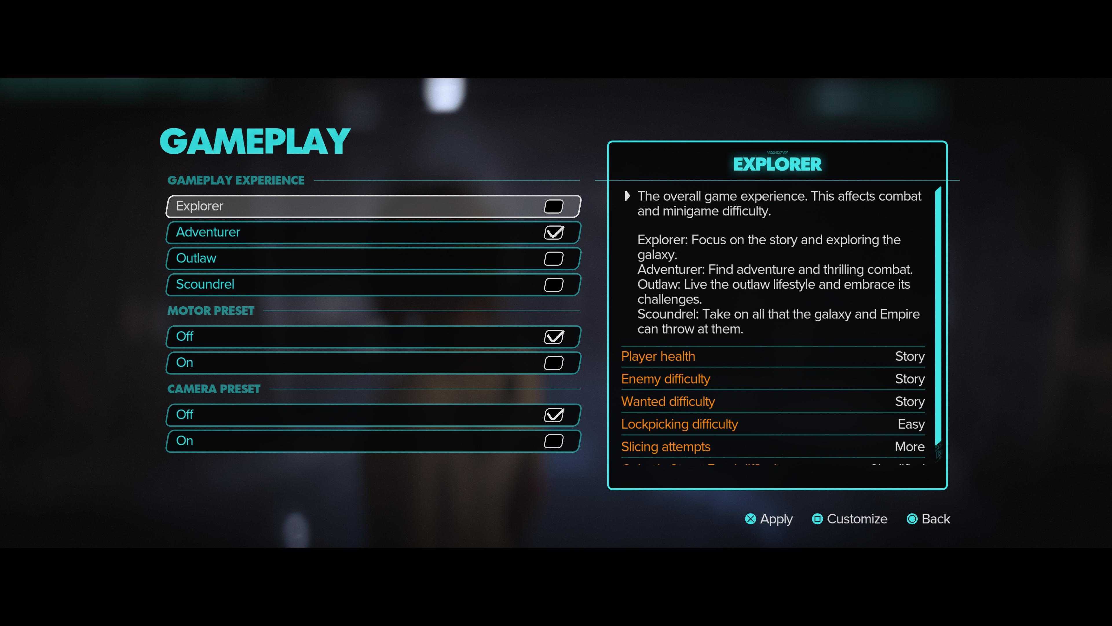 Star Wars Outlaws accessibility screenshot