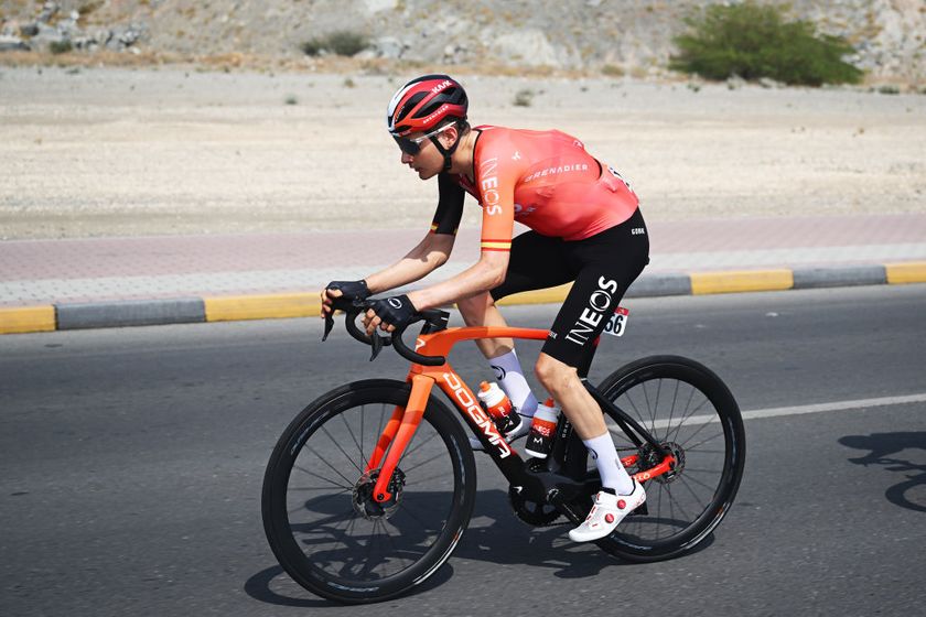 QIDFA UNITED ARAB EMIRATES FEBRUARY 20 Carlos Rodriguez Cano of Spain and Team INEOS Grenadiers competes during the 7th UAE Tour 2025 Stage 4 a 181km stage from Fujairah Qidfa Beach to Umm al Quwain UCIWWT on February 20 2025 in Fujairah Qidfa Beach United Arab Emirates Photo by Dario BelingheriGetty Images