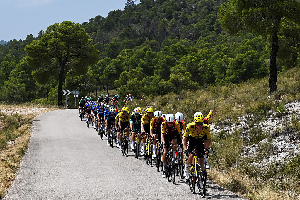 Steven Kruijswijk (Visma - Lease a Bike) leads the peloton during stage 10 of the 2026 Vuelta a Espa&amp;ntilde;a. (Photo by Tim de Waele/Getty Images)