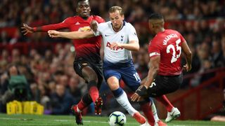 Manchester United's Harry Kane in a game against Tottenham Hotspur