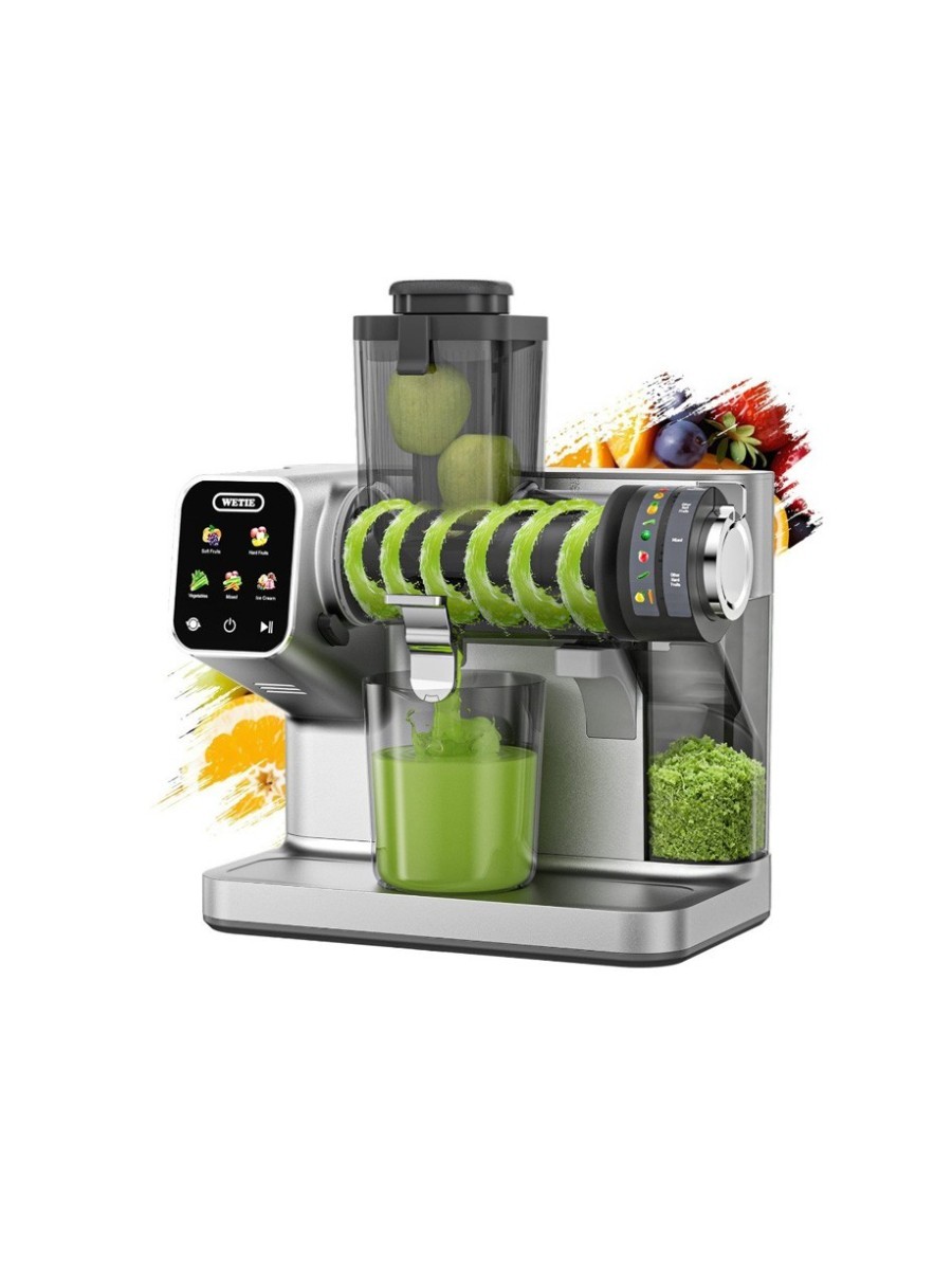 WETIE, Wetie - Cold Press Juicer Machine, Adjustable Juicing Pressure, Touch Screen Quiet Slow Masticating, 99% High Juice Yield - Gray