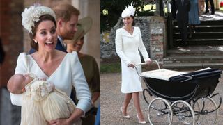 Kate Middleton in christening outfits, wearing white for children's christenings