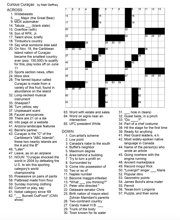 A crossword puzzle.