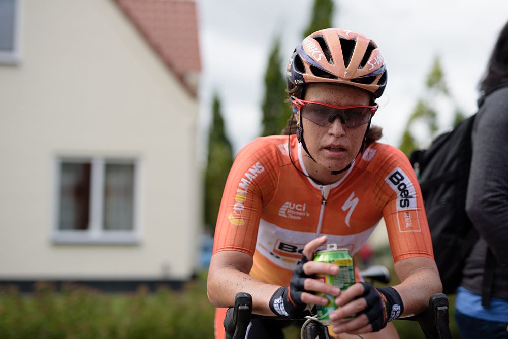 Karol-Ann Canuel (Boels Dolmans) takes a moment to recover from the effort at the 119 km Stage 6 of the Boels Ladies Tour 2016