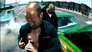 Jason Statham attaching a car battery to his nipple in Crank: High Voltage