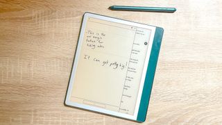 Kindle Scribe (2024) review unit on a desk