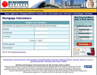 BD Nationwide mortgage calculator