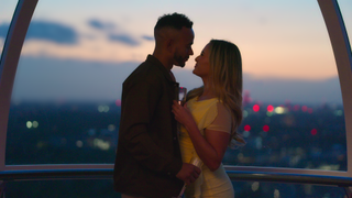 Bobby and Jasmine enjoy a date with a view, in 'Love is Blind: UK.'