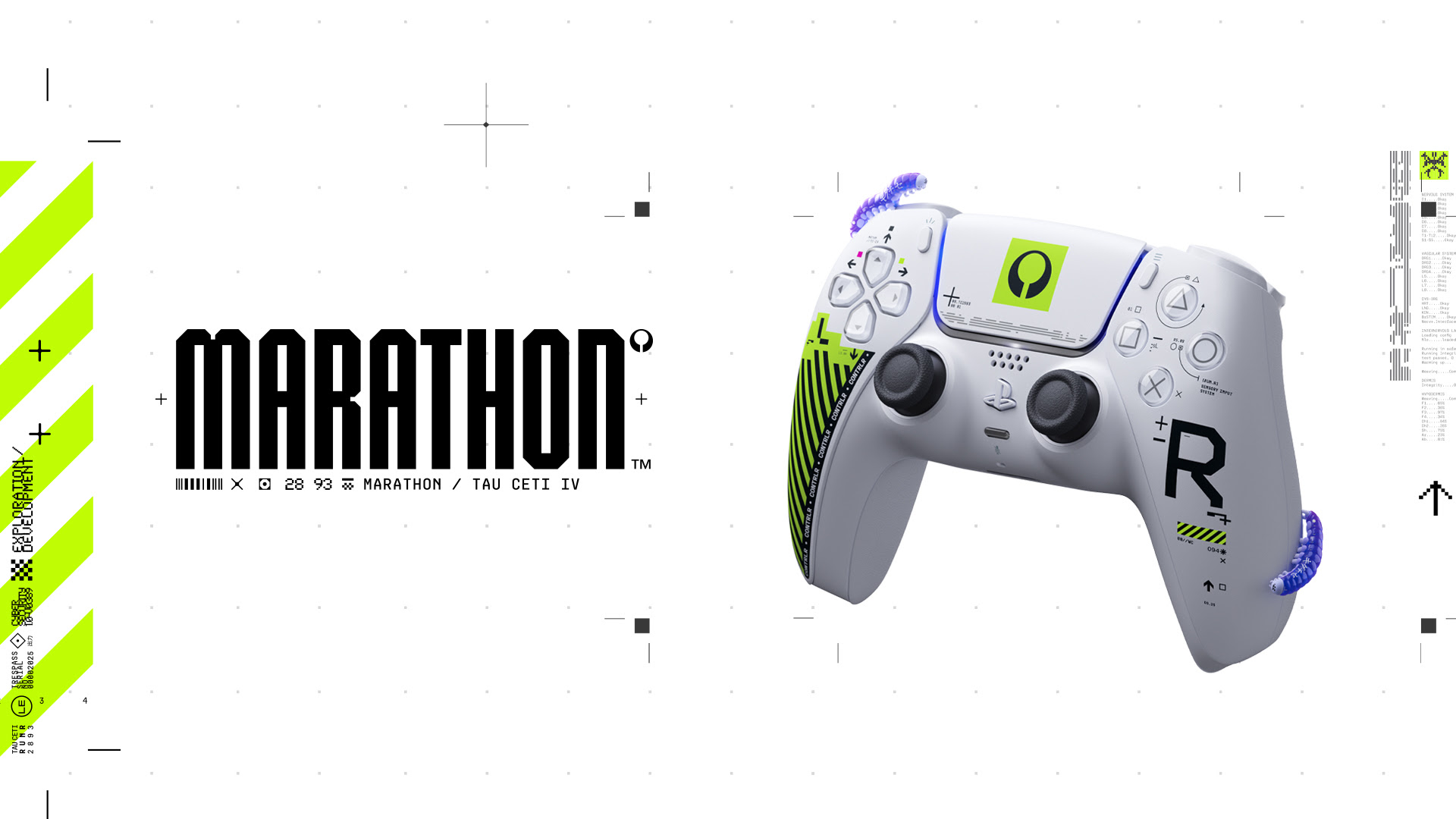 Promotional image showing the Marathon special edition DualSense controller for the PlayStation 5