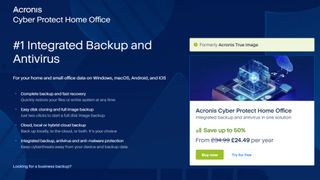 Website screenshot for Acronis Cyber Protect Home Office