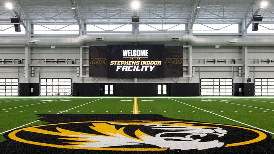 The new Daktronics LED at the Mizzou football indoor practice facility. 