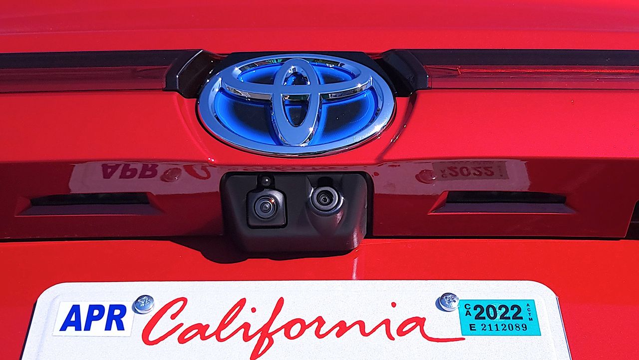 Close-up of two back-up cams on Toyota Mirai (2021)