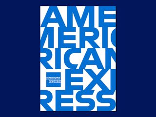 American Express poster where the huge blue typography is stacked across the page