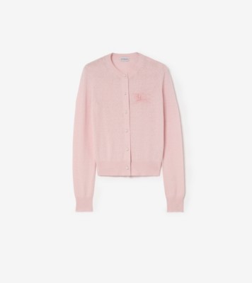 Knight Cotton Wool Cardigan in Mallow Pink - Women, Lace | Burberry&amp;reg; Official