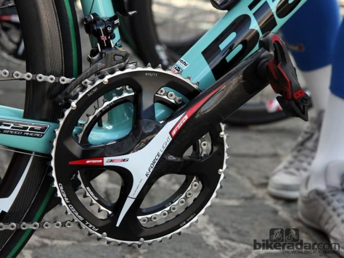Four-arm FSA K-Force Light cranksets for the Androni Giocattoli riders at Scheldeprijs