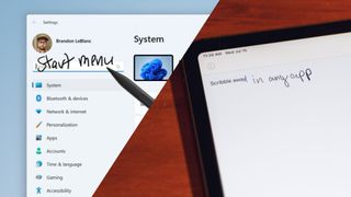 Windows 11's improved inking side-by-side with Apple Scribble